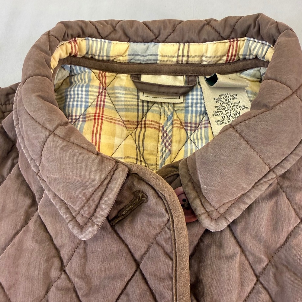 L.L. Bean Quilted Utility Jacket in Brown with Pink Accents - Picture 13 of 16